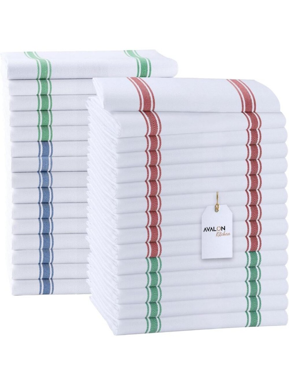 30 Pack Multi-Stripe Cotton Dish Towels - 15x25 Inch Kitchen Rags & Tea Towels